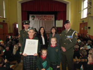 Organiser Ms. Bernie Fahy, Principal Doheny, Sgt. Quinn, Gunner Scally, Diana, Ava and Eva.