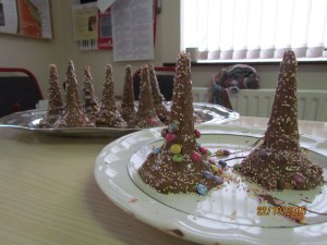All the hats lined up to be demolished!